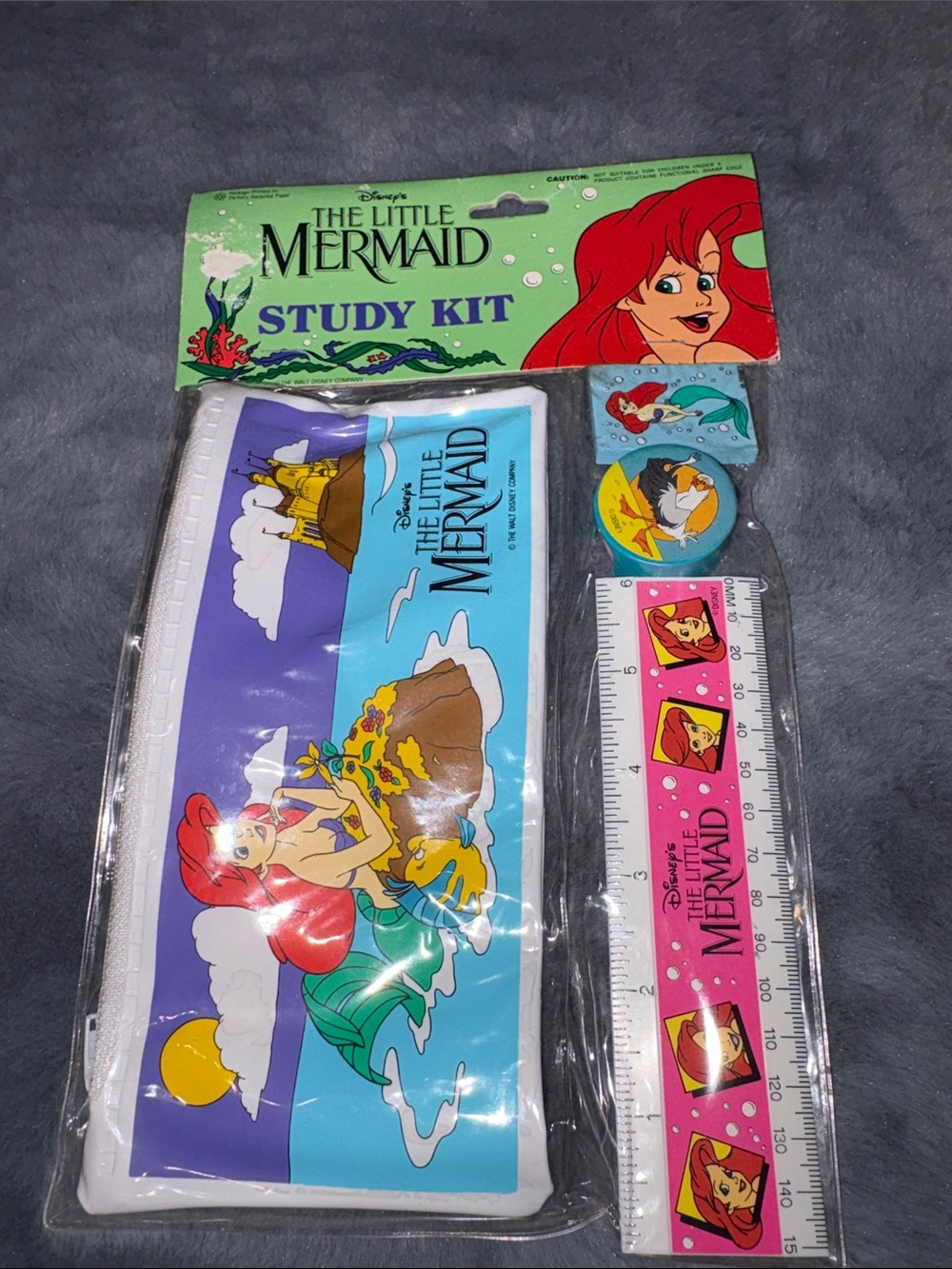 vintage The Little Mermaid Study Kit from the early 1990s featuring Ariel and Fl